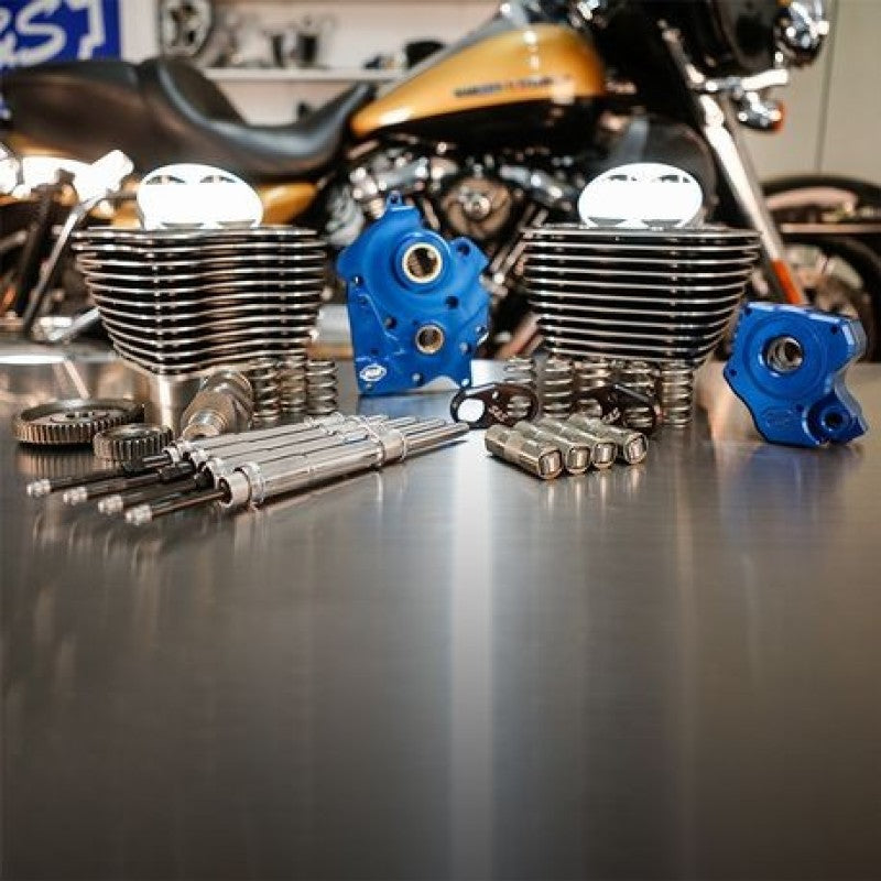 S&S Cycle 2017+ M8 4.250in Bore 550G Cam w/ Chrome Pushrods Power Pack - Black Granite w/ Highlight Piston Sets - Powersports S&S Cycle