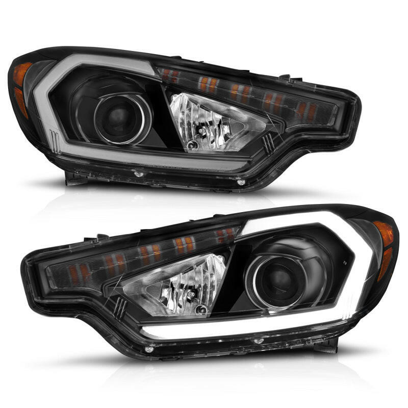 ANZO 2014-2016 Kia Forte Projector Headlights w/ Light Bar Black Housing w/ DRL Headlights ANZO