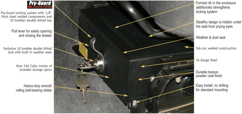 Tuffy Jeep Wrangler Underseat Drawer Nonflip Seat W/ Keyed Lock Cargo Boxes & Bags Tuffy Products