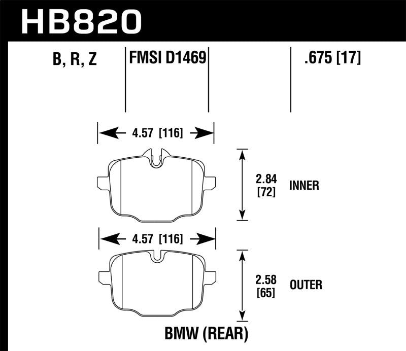 Hawk 12-17 BMW M6 / 14-17 BMW M6 Gran Coupe / 13-16 BMW M5 HPS 5.0 Rear Brake Pads Brake Pads - Performance Hawk Performance