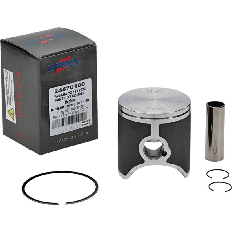 Vertex Piston 2023 Fantic Motor XE 125 125cc +1.00mm Oversized Cast Replica Piston Kit Piston Sets - Powersports Vertex Pistons