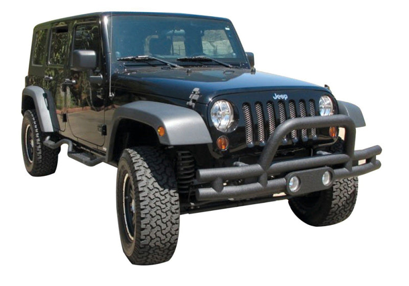 Rampage 2007-2018 Jeep Wrangler(JK) Double Tube Bumper Front - Black Bumpers - Steel Rampage