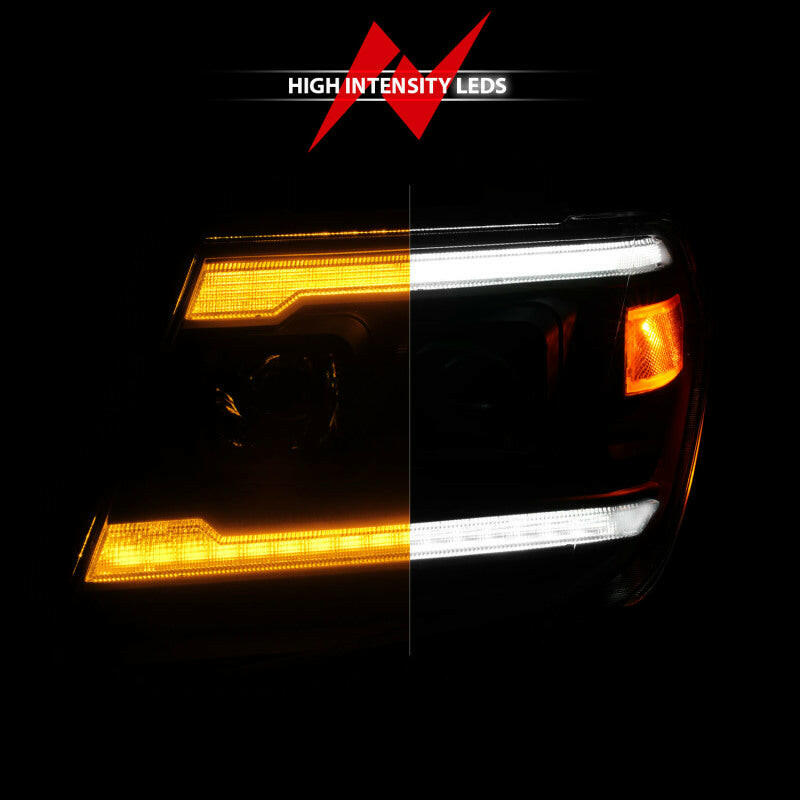 ANZO 09-20 Nissan Frontier Black Projector Plank Style DRL w/ Switchback & Sequential LED DRL Headlights ANZO