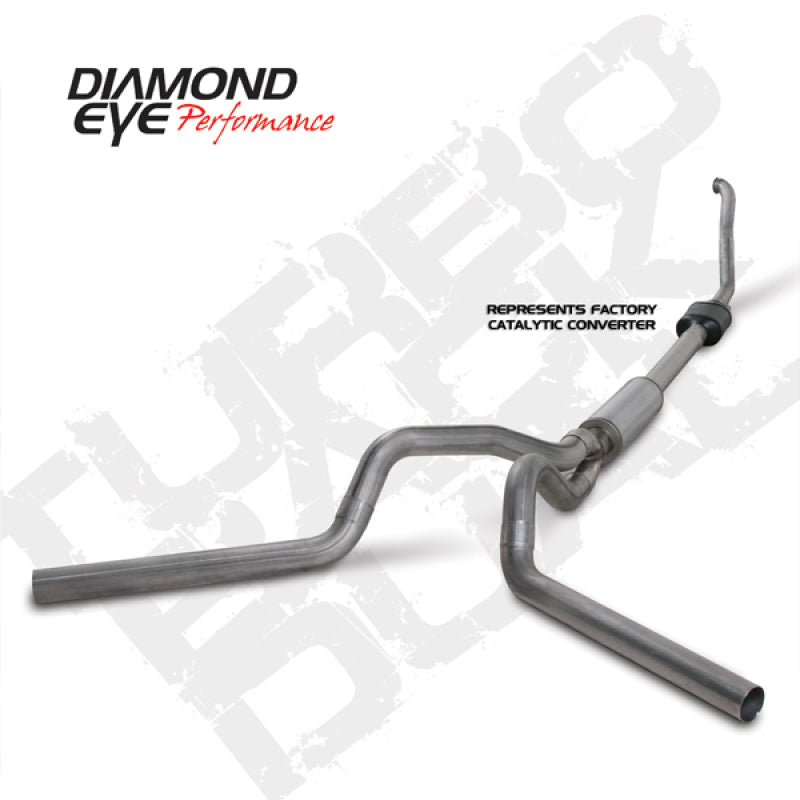 Diamond Eye KIT 4in TB DUAL SS: 94-97 FORD 7.3L F250/F350 PWRSTROKE NFS W/ CARB EQUIV STDS Turbo Back Diamond Eye Performance
