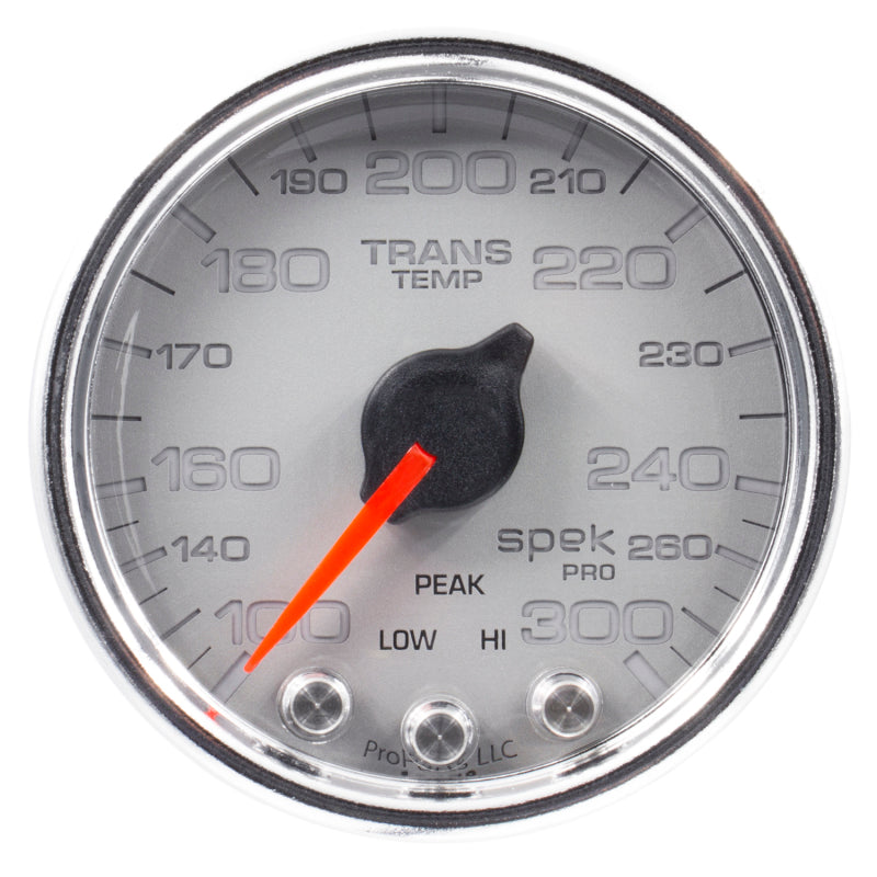 Autometer Spek-Pro Gauge Trans Temp 2 1/16in 300f Stepper Motor W/Peak & Warn Slvr/Chrm Gauges AutoMeter