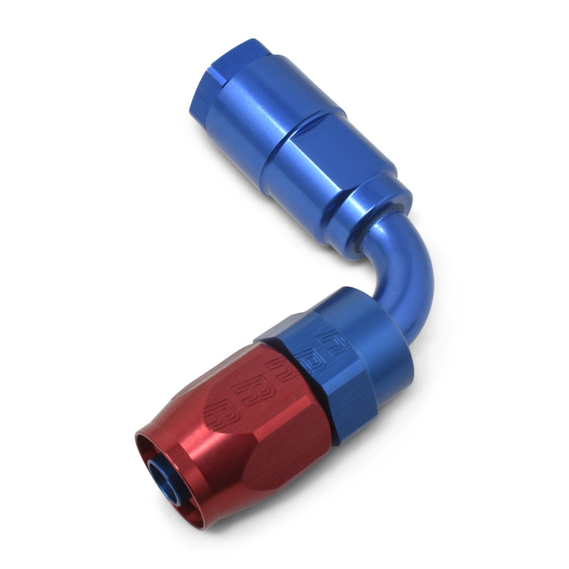 Russell Performance 5/16in SAE Quick Disc Female to -6 Hose Red/Blue 90 Degree Hose End Fittings Russell