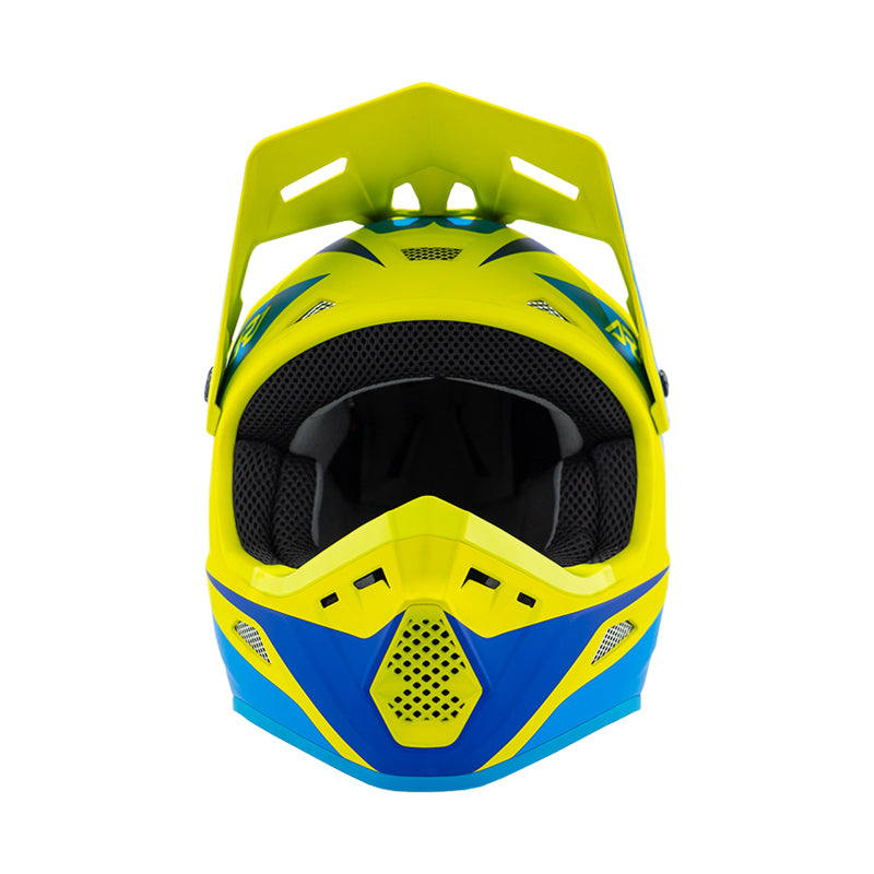 Answer 26 AR1 Mototown Helmet Matte Hyper Acid/Cyan/Dark Blue Youth - Large Helmets and Accessories Answer