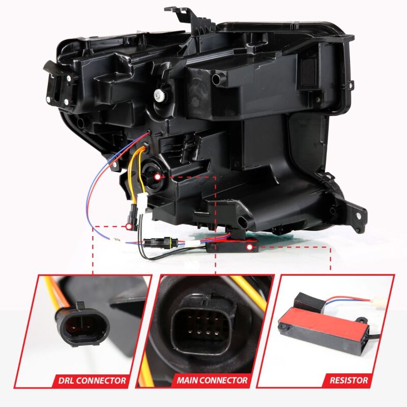 ANZO 19-21 GMC Sierra 1500 LED Projector Headlight w/Switchback+Sequential - Black Headlights ANZO