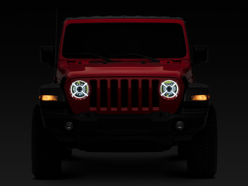 Raxiom 18-22 Jeep Wrangler JL/ JT 9-Inch LED Headlights w/ DRL and Halo- Black Housing (Clear Lens) Headlights Raxiom