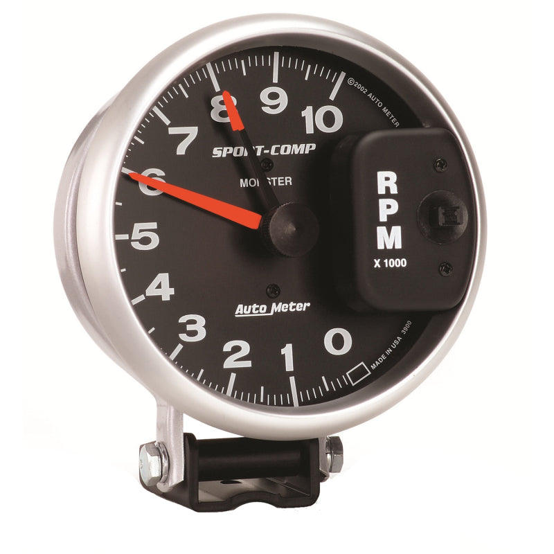 AutoMeter Gauge Tachometer 5in. 10K RPM Pedestal W/ Red Line Sport-Comp Gauges AutoMeter