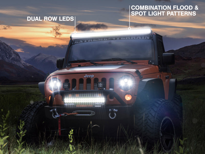 Raxiom 07-18 Jeep Wrangler JK 50-Inch Straight Dual Row LED Light Bar Flood/Spot Combo Beam Light Bars & Cubes Raxiom