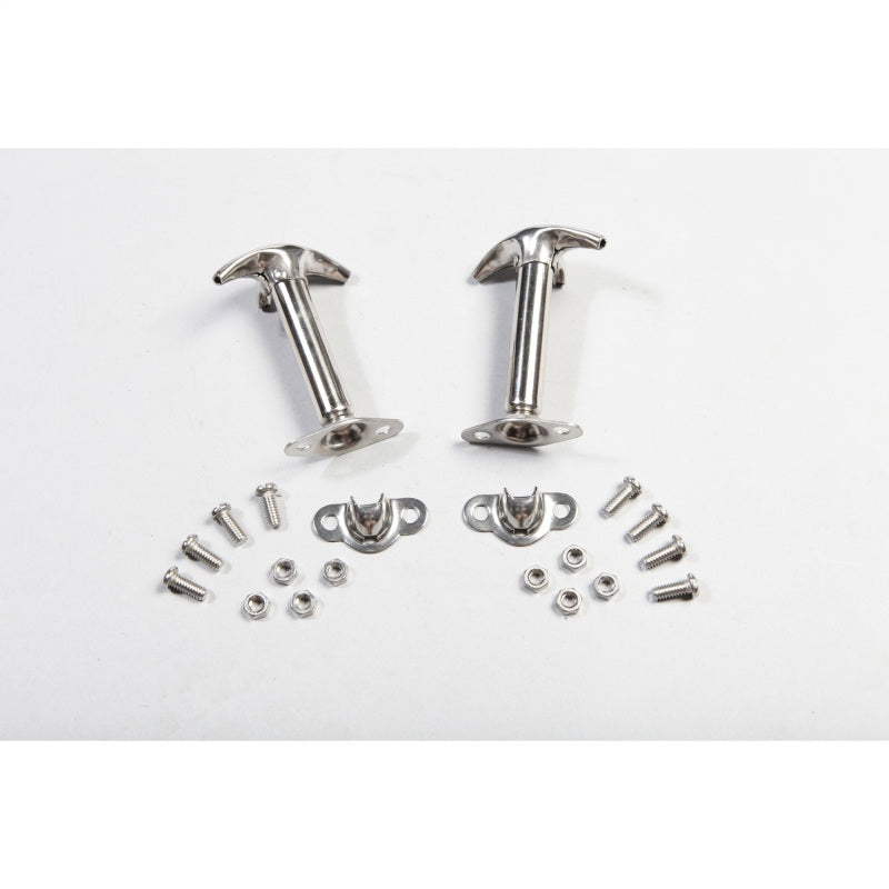 Rugged Ridge 41-95 Jeep CJ / Jeep Wrangler Hood Catch Kit Stainless Brackets Rugged Ridge