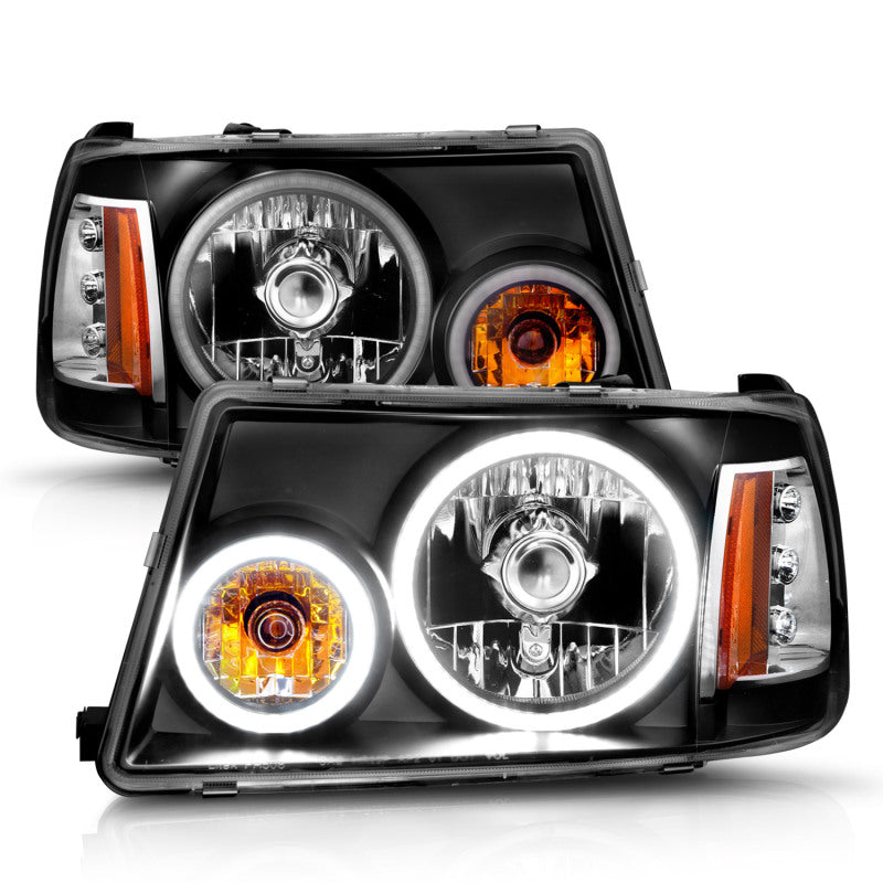 ANZO 2001-2011 Ford Ranger Projector Headlights w/ Halo Black (CCFL) 1 pc Headlights ANZO