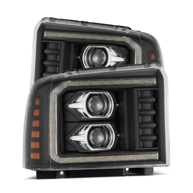 AlphaRex 05-07 Ford F250/350/450/550 Super Duty PRO-Series Proj. Headlights Blk w/Seq Sig. + SWB DRL Headlights AlphaRex