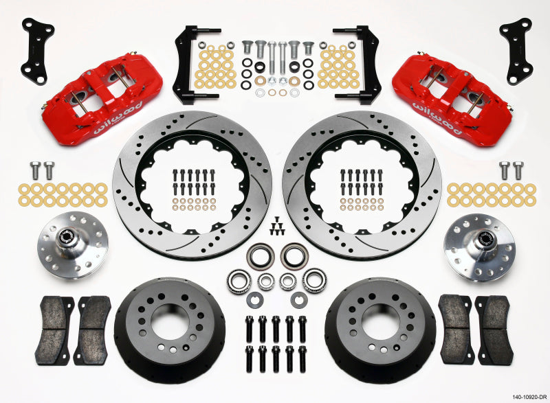 Wilwood AERO6 Front Hub Kit 14.00 Drilled Red 67-69 Camaro 64-72 Nova Chevelle Big Brake Kits Wilwood