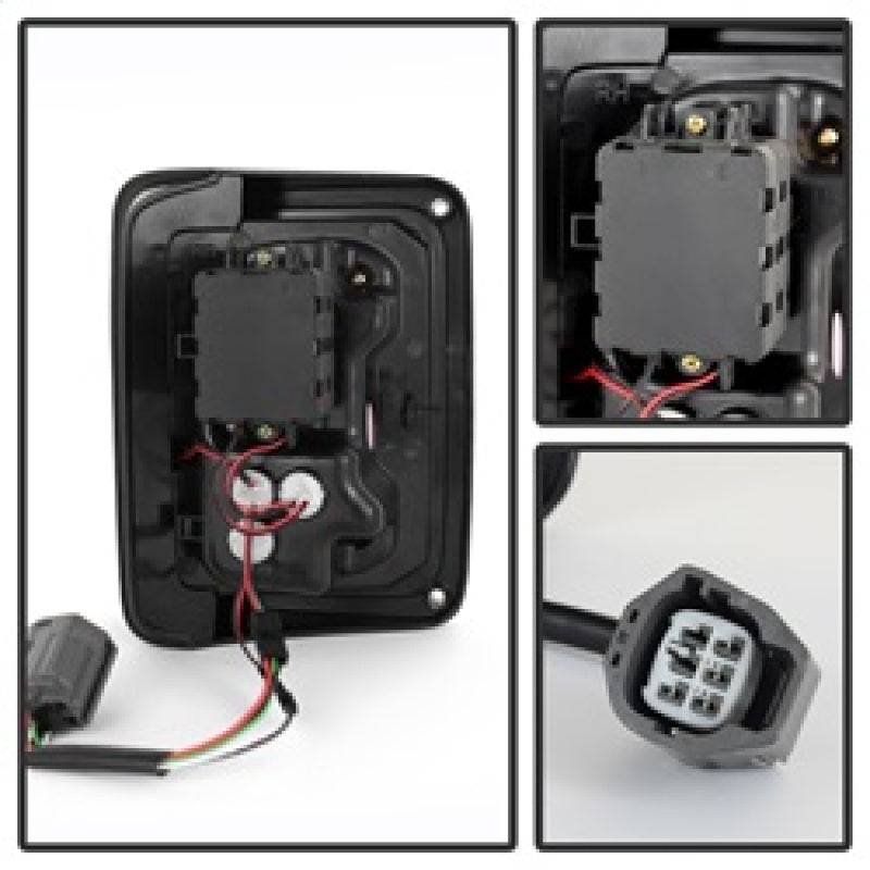 Spyder Jeep Wrangler 07-15 LED Tail Lights Black Smoke ALT-YD-JWA07-LED-BSM Tail Lights SPYDER