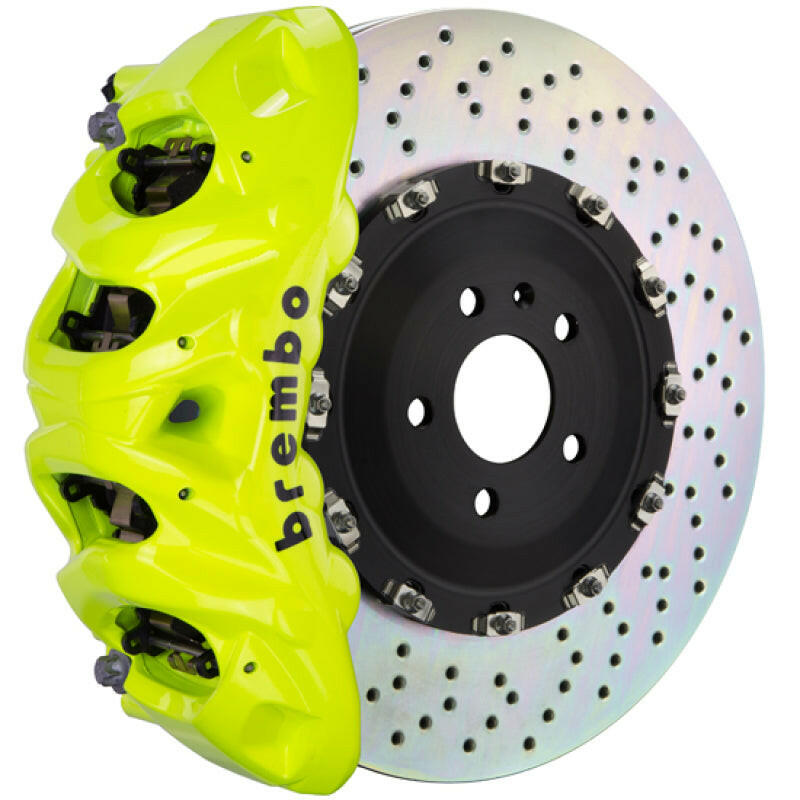 Brembo 23+ Z (RZ34) Front GT BBK 6 Piston Cast 380x34 2pc Rotor Drilled- Fluo. Yellow Brake Kits - Performance Slot Brembo