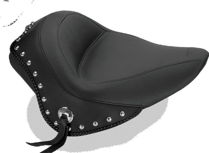 Mustang 11-13 Harley Blackline,12-17 Slim/Slim S Wide Stud Touring Solo Seat w/Studs - Black Solo Motorcycle Seats Mustang Motorcycle