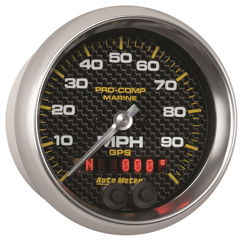 Autometer Marine Carbon Fiber 3-3/8in 100MPH GPS Speedometer Gauge Gauges AutoMeter