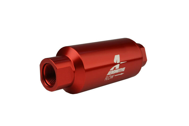 Aeromotive In-Line Filter - AN-10 size - 40 Micron SS Element - Red Anodize Finish Fuel Filters Aeromotive