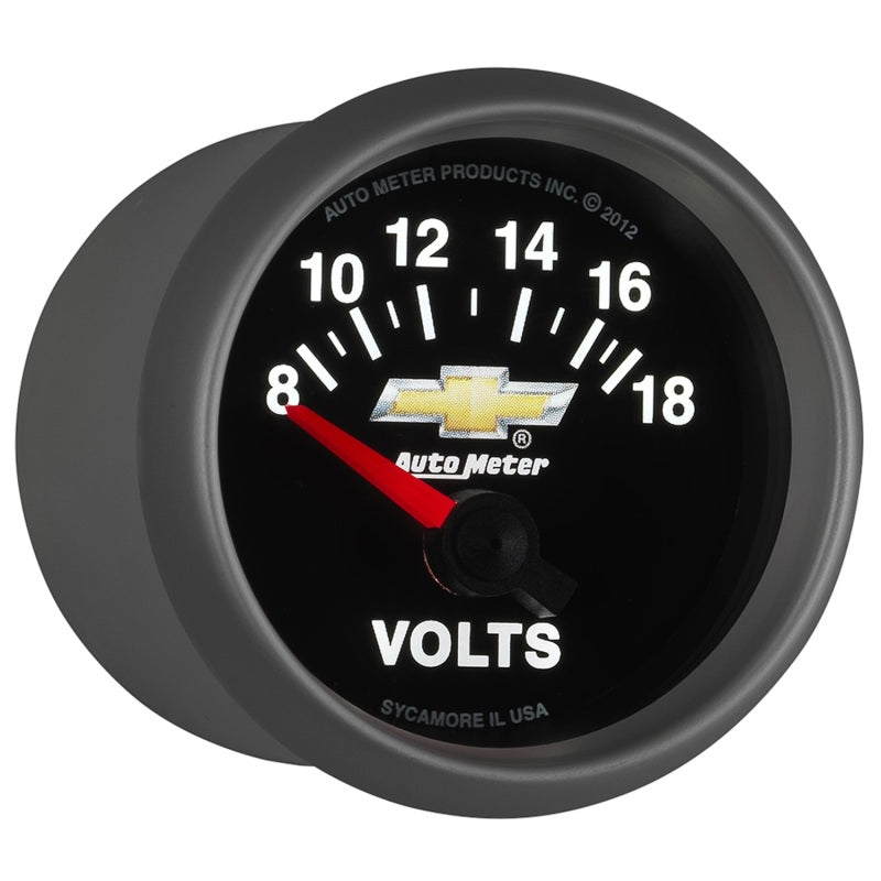 AutoMeter Gauge Voltmeter 2-1/16in. 18V Electric Chevy Gold Bowtie Gauges AutoMeter