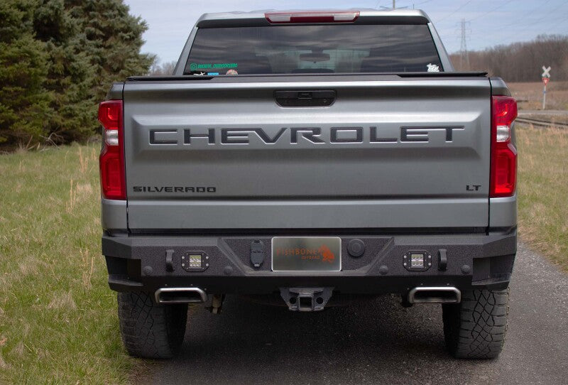 Fishbone Offroad 19-22 Chevy Silverado 1500 Rockfish Rear Bumper - Black Texture Bumpers - Steel Fishbone Offroad