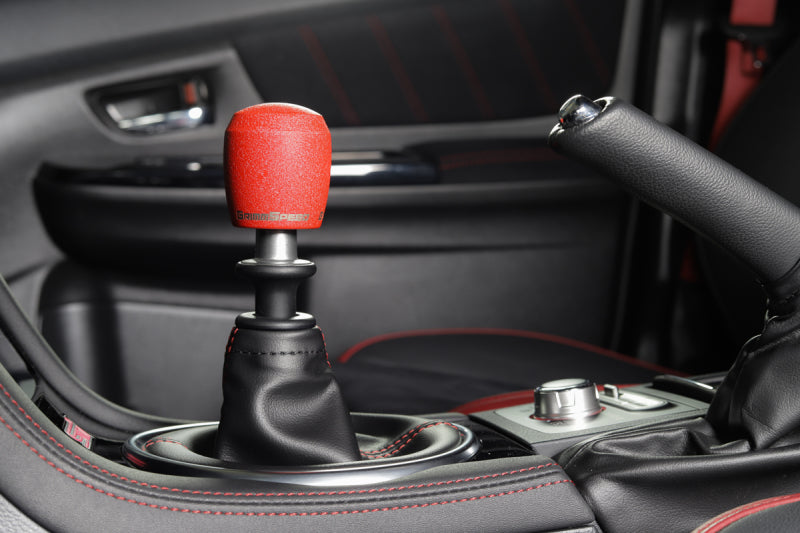 GrimmSpeed Stubby Shift Knob Stainless Steel Red - M12x1.25 Shift Knobs GrimmSpeed