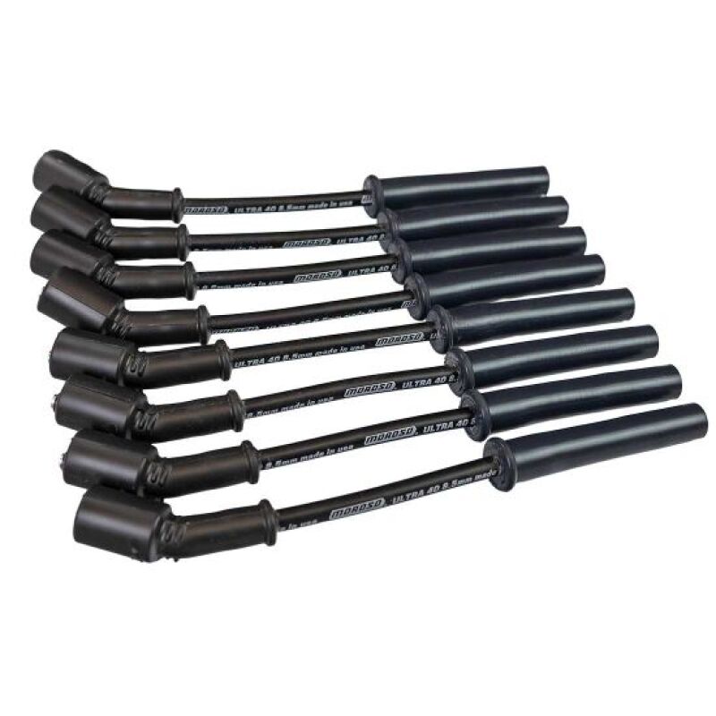Moroso GM LS 5.7L/6.0L/6.2L/7.0L Ultra40 8.5mm Multi-Angle Boot Ignition Spark Plug Wire Set - Black Spark Plug Wire Sets Moroso