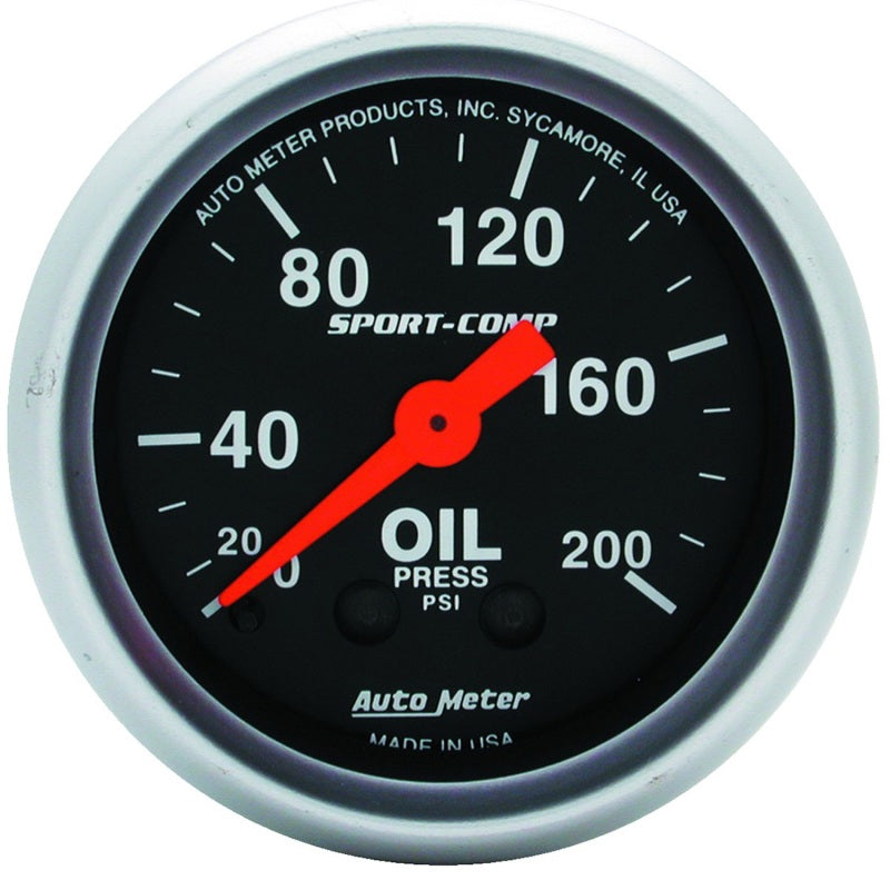 Autometer Sport Comp 52mm Mechanical 0-200 PSI Oil Pressure Gauge Gauges AutoMeter
