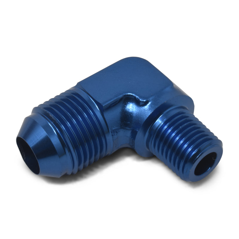 Russell Performance -6 AN to 1/8in NPT 90 Degree Flare to Pipe Adapter (Blue) Fittings Russell