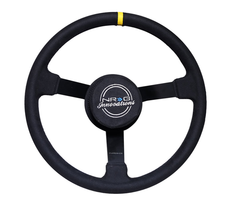 NRG Reinforced Steering Wheel (380mm) Nascar/ Alcantara 3 Spoke w/ NRG Logo/ Removable Crushed Pad Steering Wheels NRG