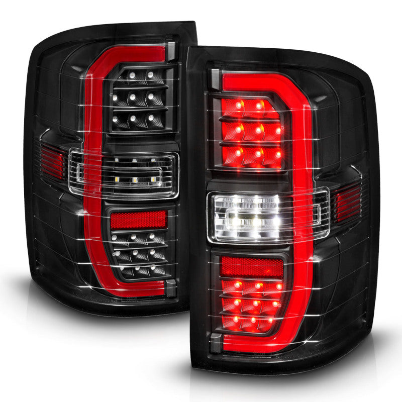 ANZO 14-18 GMC Sierra 1500 Full LED Taillights Black Housing Clear Lens (w/C Light Bars) Tail Lights ANZO