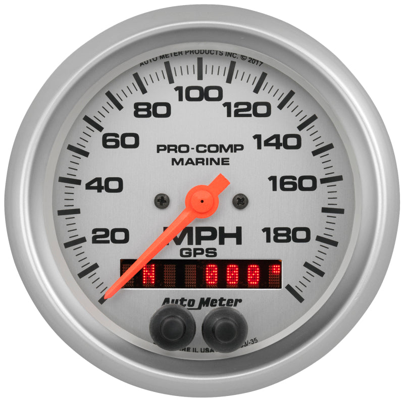 Autometer Gauge GPS Speedometer 3-3/8in 200 MPH Marine Silver Gauge Gauges AutoMeter