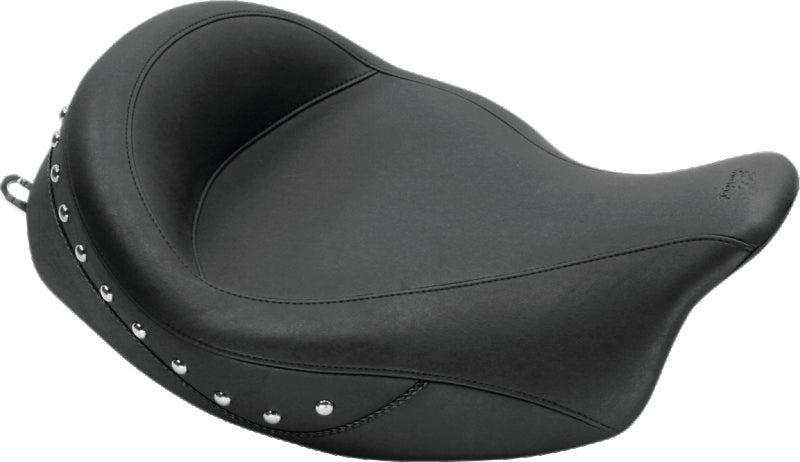 Mustang 08-21 Harley Electra Glide Std,Rd Glide,Rd King,Str Glide Touring Solo Seat w/Studs - Black Solo Motorcycle Seats Mustang Motorcycle