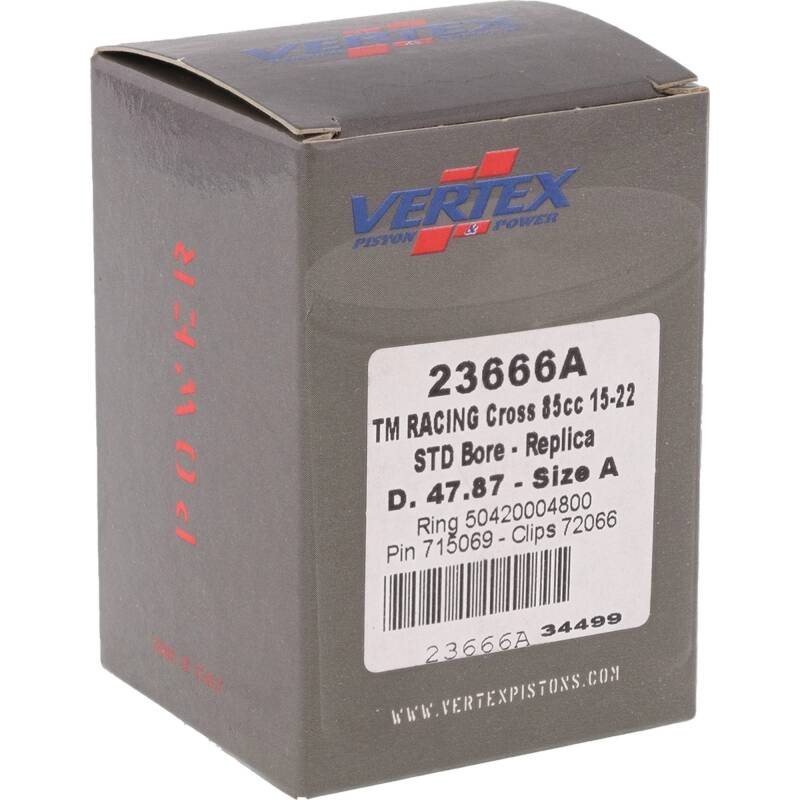 Vertex Piston 08-14 TM MX 85 85cc Cast Replica Piston Kit Piston Sets - Powersports Vertex Pistons