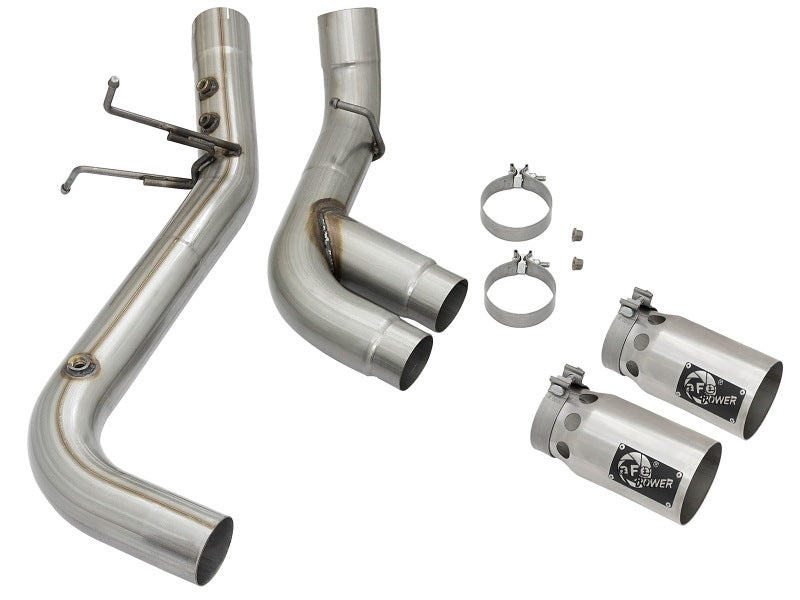 aFe Victory Series 4in 409-SS DPF-Back Exhaust w/ Dual Polished Tips 2017 GM Duramax V8-6.6L(td) L5P DPF Back aFe