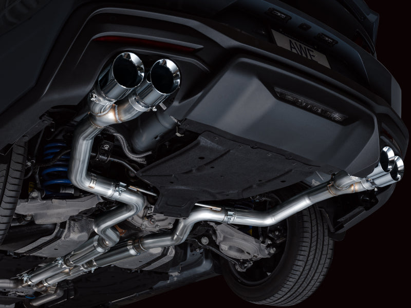 AWE 2024 Ford Mustang GT Fastback S650 RWD Track Edition Cat-Back Exhaust w/ Quad Chrome Silver Tips Catback AWE Tuning