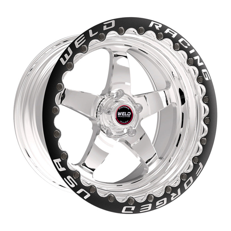 Weld S71 15x10.33 / 5x4.5 BP / 6.5in. BS Polished Wheel (Medium Pad) - Black Single Beadlock MT Wheels - Forged Weld
