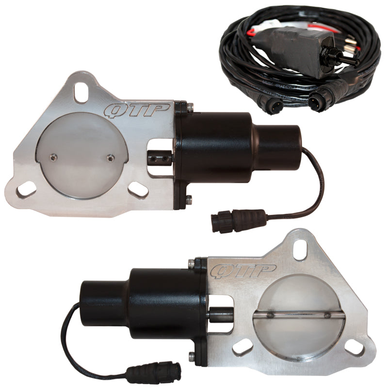 QTP 3in Bolt-On QTEC Dual Electric Cutout Valves - Pair Exhaust Cutouts QTP