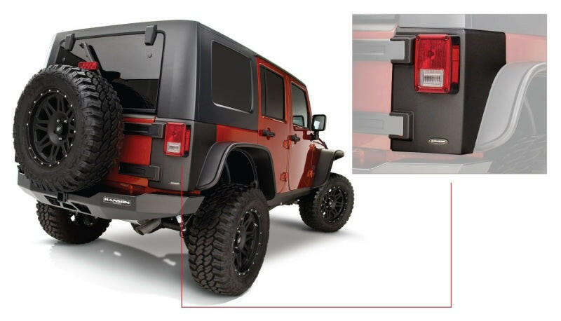 Bushwacker 07-18 Jeep Wrangler Trail Armor Rear Corners - Black Body Armor & Rock Rails Bushwacker