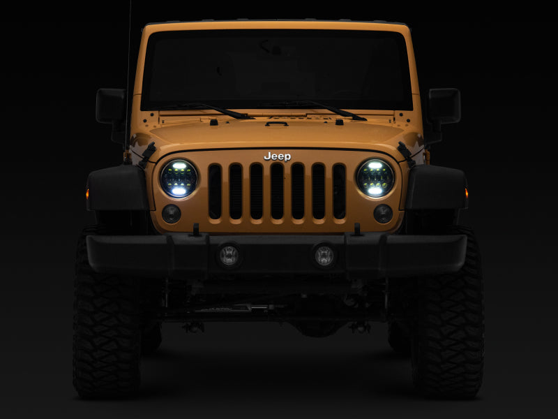 Raxiom 97-18 Jeep Wrangler TJ/JK Axial Series 13-LED Headlights- Black Housing (Clear Lens) Headlights Raxiom