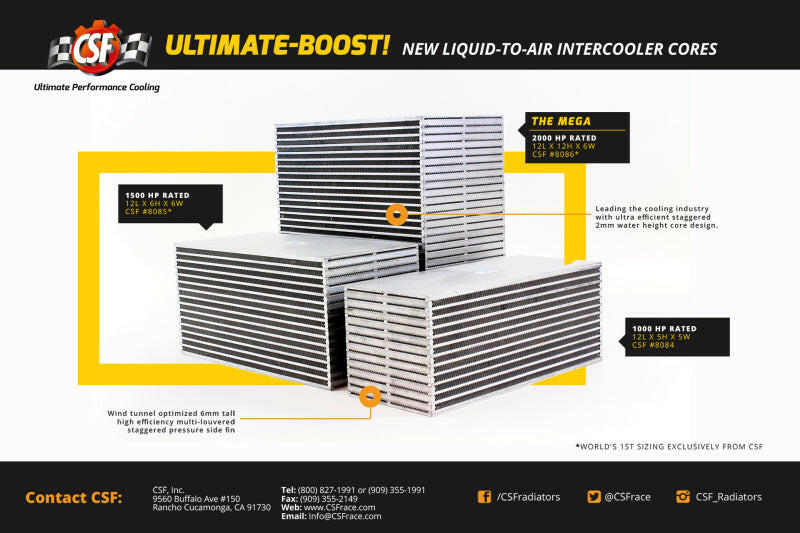 CSF Water/Air Bar & Plate Intercooler Core - 8.5in L x 4.5in H x 6in W Intercoolers CSF