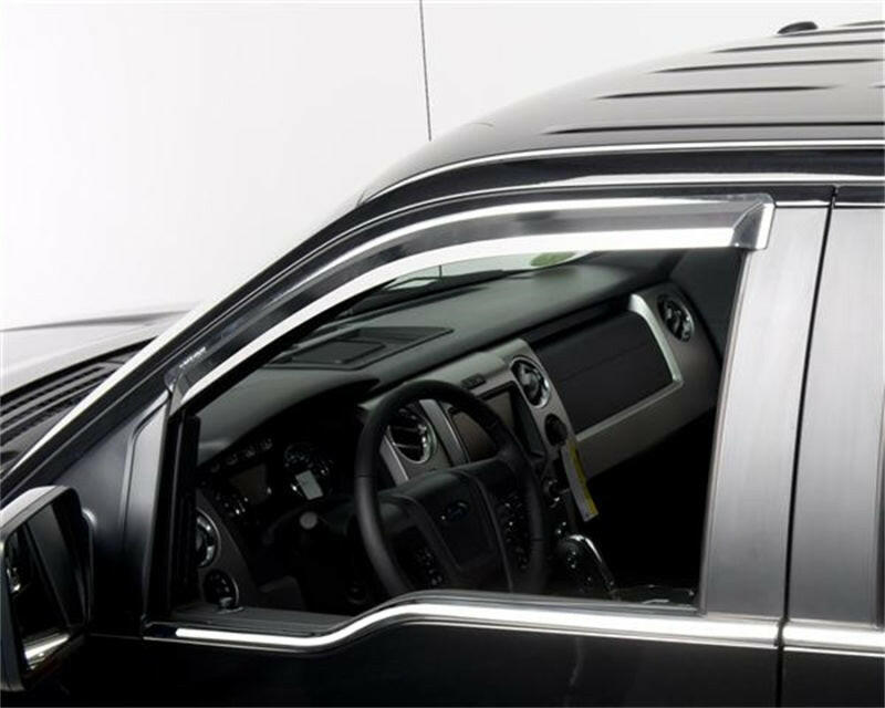 Putco 09-14 Ford F-150 Super Cab / Crew Cab- Fronts Only - Tape-On Element Chrome Window Visors Wind Deflectors Putco