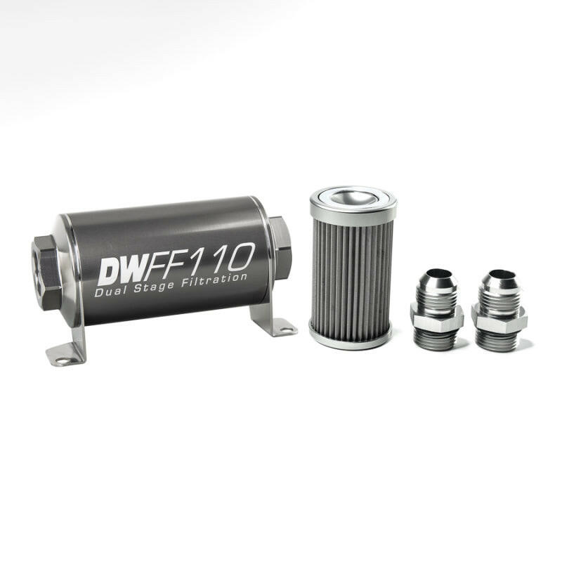 DeatschWerks Stainless Steel 10AN 40 Micron Universal Inline Fuel Filter Housing Kit (110mm) Fuel Filters DeatschWerks