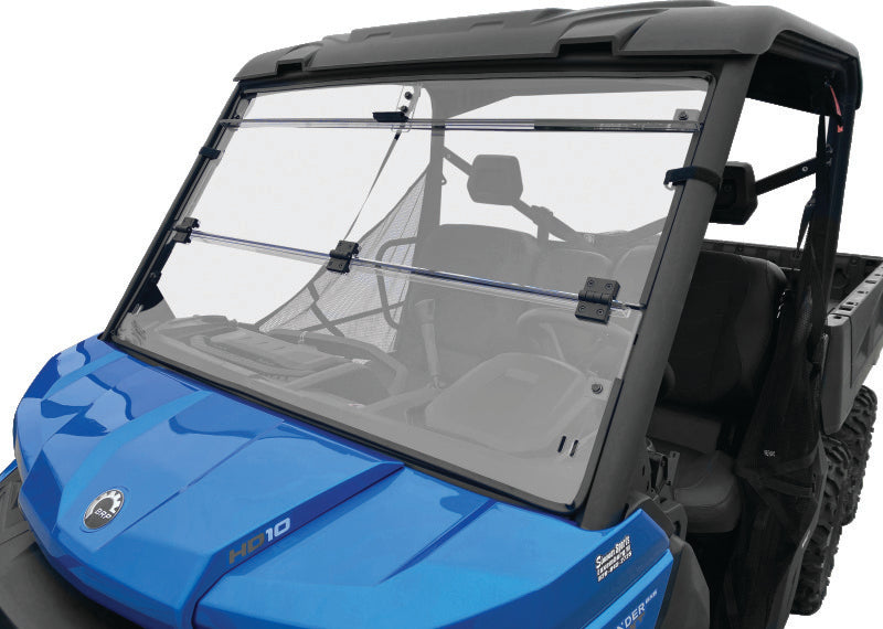 QuadBoss 16-22 Can-Am Defender HD10 Windbreak Folding Windshield Windshields QuadBoss