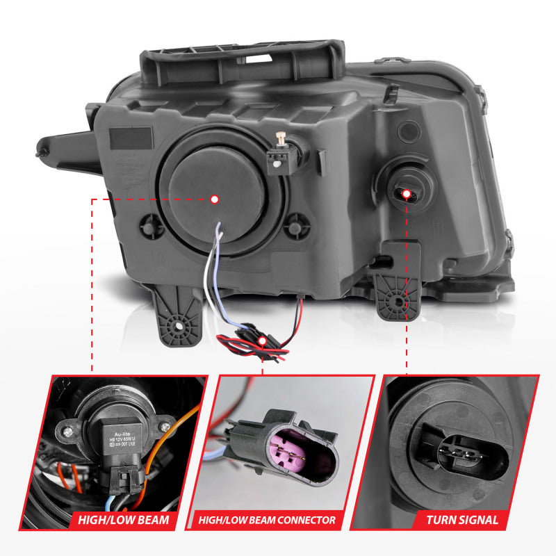 ANZO 2010-2013 Chevrolet Camaro Projector Headlights w/ Halo Chrome (CCFL) Headlights ANZO