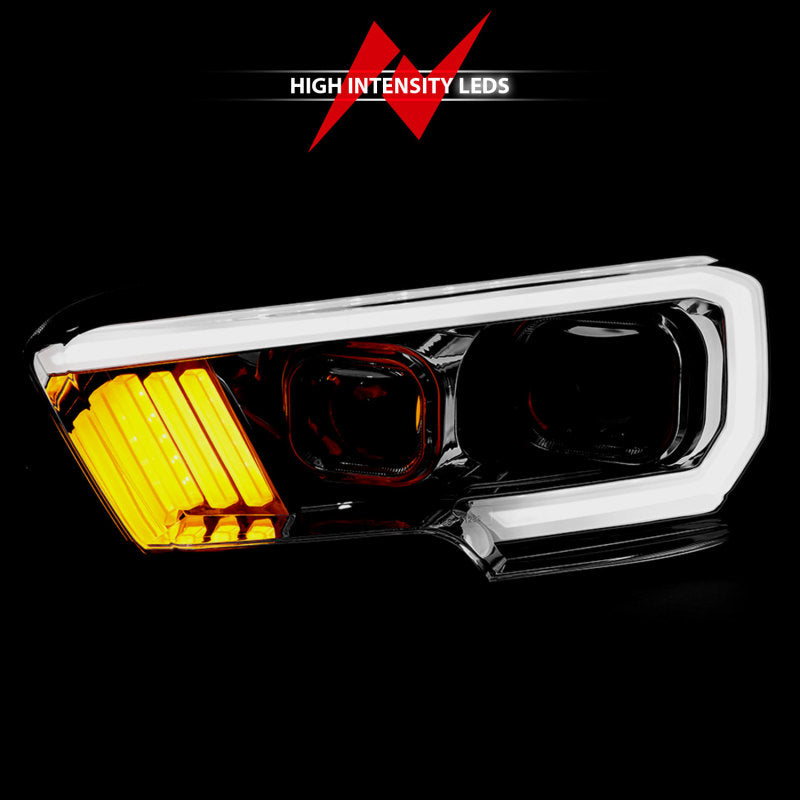 ANZO 2016-2017 Toyota Tacoma Projector Headlights w/ Plank Style Design Chrome/Amber w/ DRL Headlights ANZO