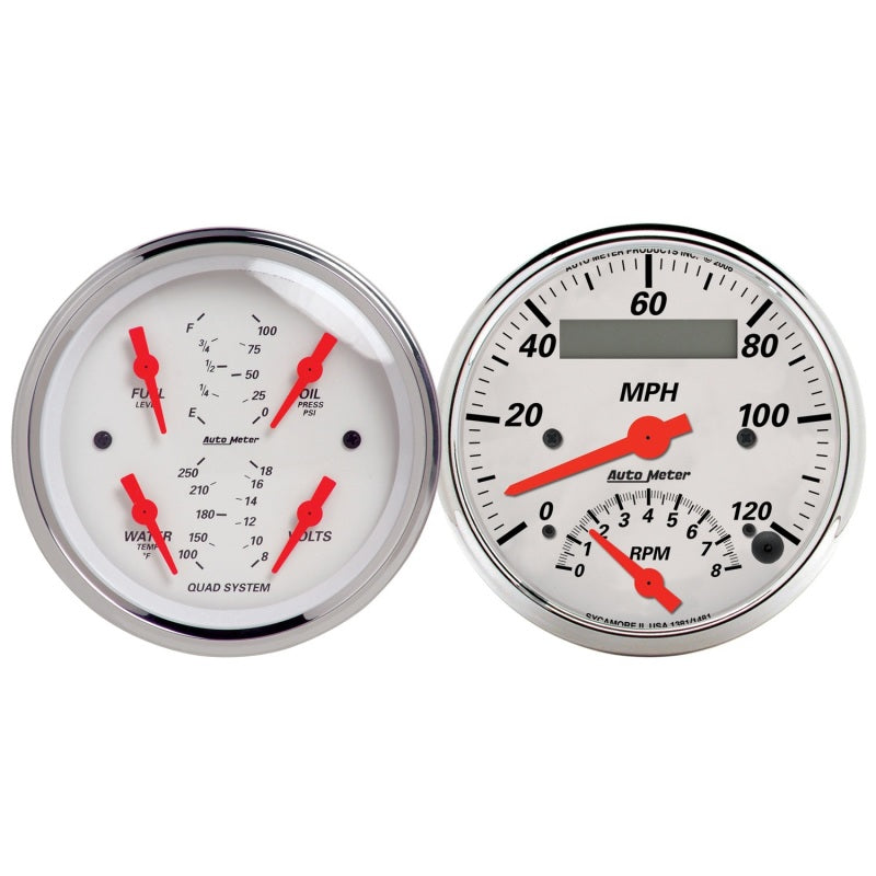Autometer Arctic White 3-3/8 Quad Gauge and Tach/Speedo Combo Gauges AutoMeter