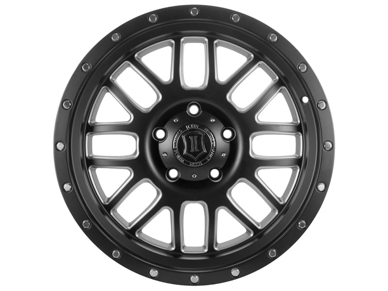 ICON Alpha 20x9 8x180 12mm Offset 5.5in BS 125.2mm Bore Satin Black/Milled Windows Wheel Wheels - Cast ICON
