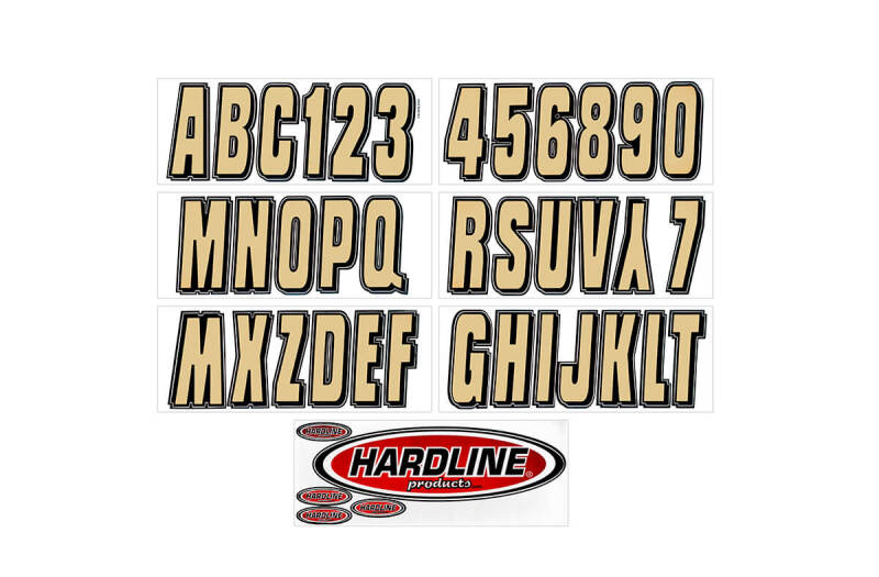 Hardline Boat Lettering Registration Kit 3 in. - 320 Beige/Black Stickers/Decals/Banners Hardline